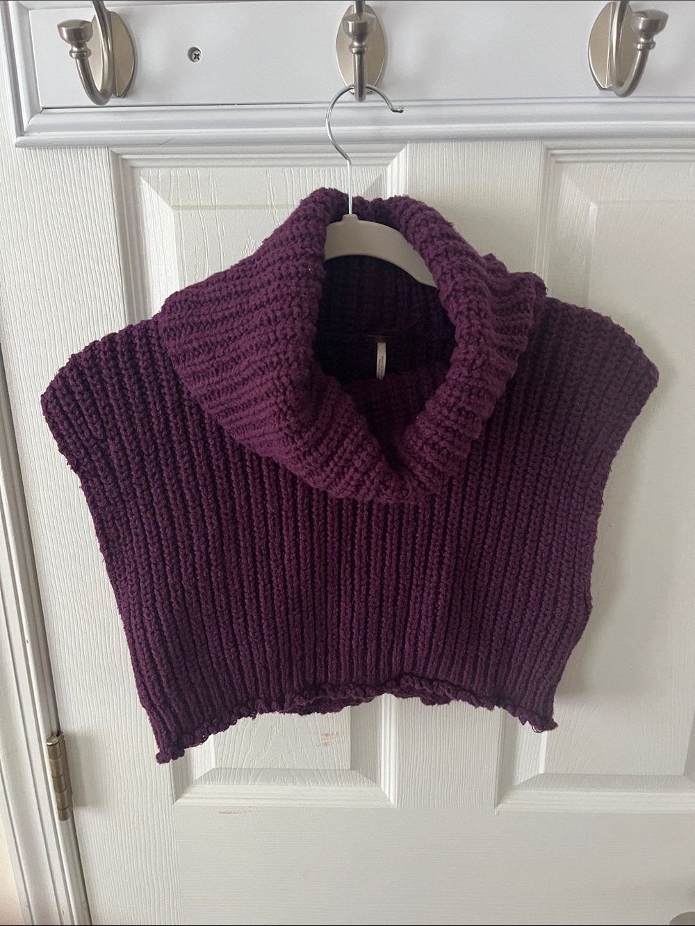 Free People Purple Cropped Sleeveless Turtleneck Sweater Vest
